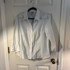 Anne Klein Subtle Striped 3/4 Sleeves Non-Iron Button-Down Shirt, Sz XL--NWOT